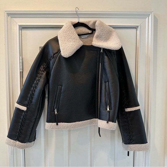 Jonathan Simhkai Corrine Vegan Sherpa Moto Jacket - Picture 7 of 16